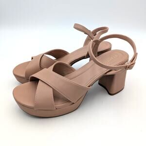 Reaction Kenneth Cole Reeva Platform Sandal Womens Coffee Crumb Sz US9.5 EU40.5